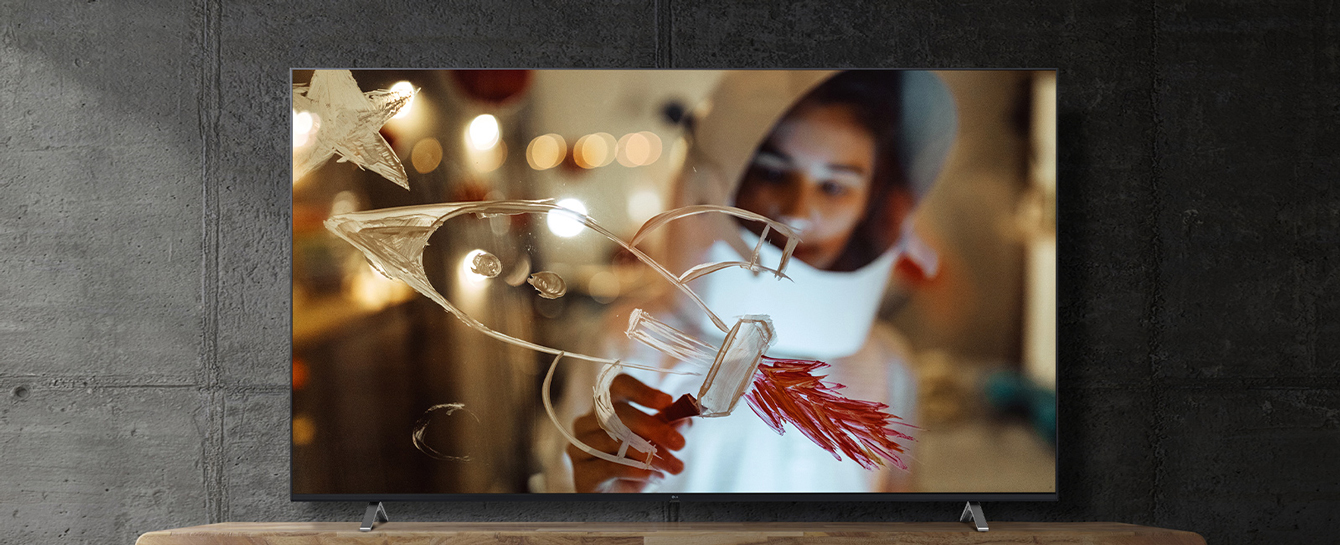 On the TV screen, the movie is expressed with vivid colors and detail.