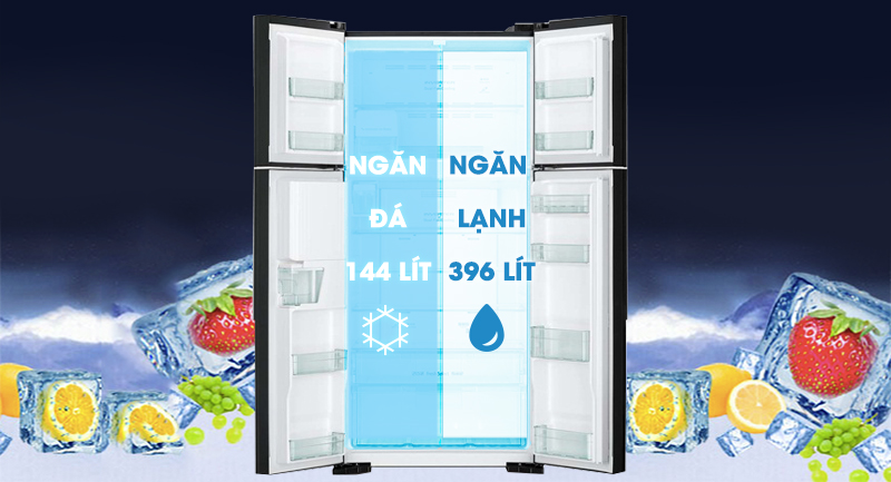 Tủ lạnh Hitachi Inverter 540 lít R-FW690PGV7X GBW-Dung tích 540 lít, thích hợp cho gia đình trên 4 người