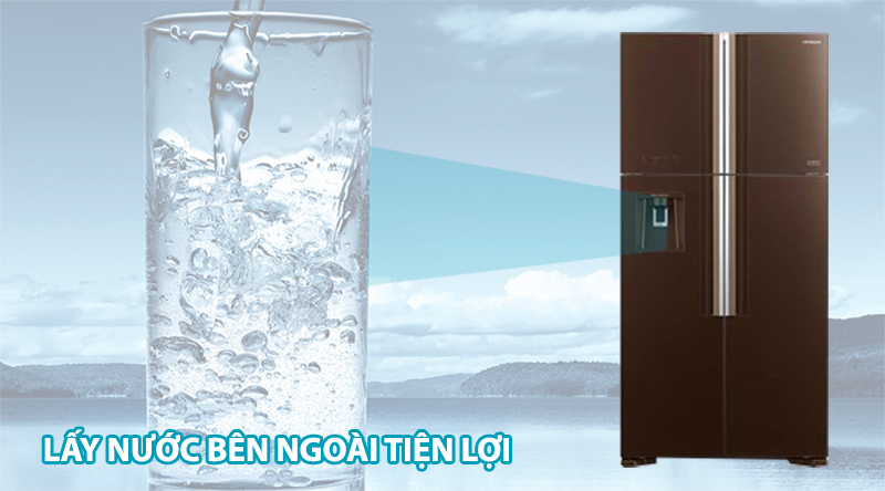 Tủ lạnh Hitachi Inverter 540 lít R-FW690PGV7X GBW-Tiện lợi cùng bộ phận thiết kế lấy nước bên ngoài 