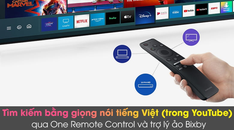 One Remote Control và trợ lý ảo Bixby - Smart Tivi Samsung 4KUA65AU8100